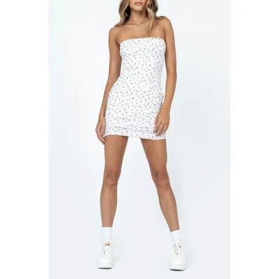 Princess Polly Oscar Floral Strapless Knit Minidress In White Floral