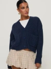 Princess Polly Osias Cable Knit Cardigan In Navy