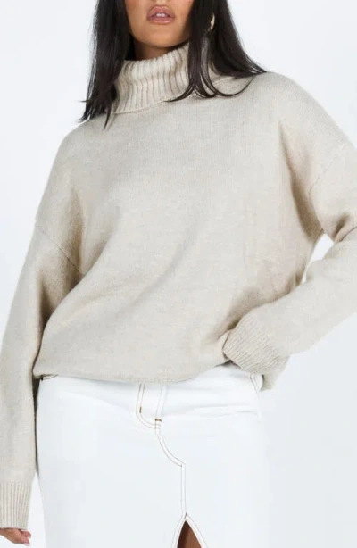 Princess Polly Oswin Oversize Turtleneck Sweater In Beige