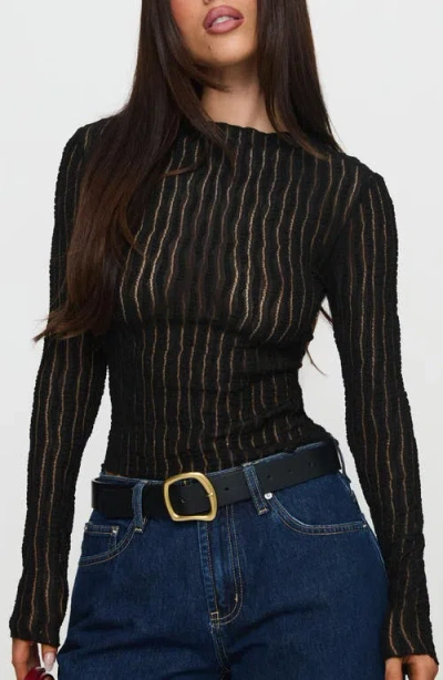 Princess Polly Padra Long Sleeve Semisheer Lace Top