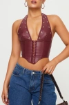 Princess Polly Palladia Pu Jordy Corset In Dark Red