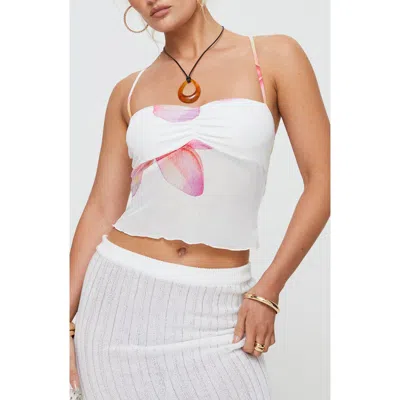 Princess Polly Palladino Floral Mesh Camisole In Pink/white