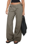 Princess Polly Paltrow Low Rise Wide Leg Cargo Jeans In Brown
