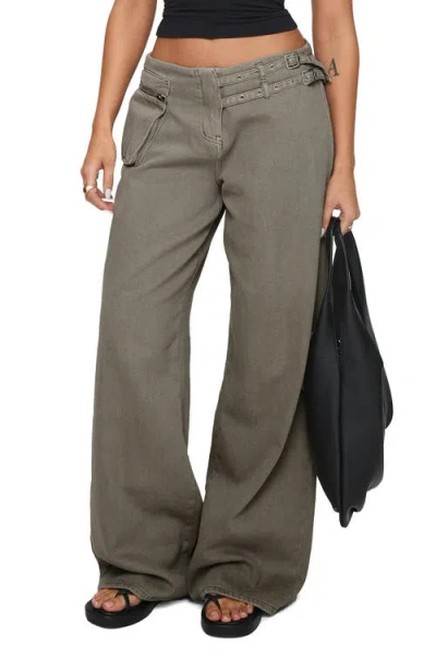 Princess Polly Paltrow Low Rise Wide Leg Cargo Jeans In Brown