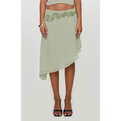 Princess Polly Pappilion Embroidered Asymmetric Chiffon Skirt In Green