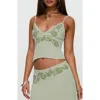 Princess Polly Pappilion Embroidered Back Tie Tank In Green