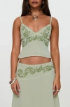 Princess Polly Pappilion Embroidered Open Back Chiffon Camisole