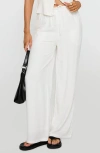 Princess Polly Parklea High Waist Linen Blend Drawstring Pants In White