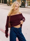 Princess Polly Parkley Boucle Off The Shoulder Sweater In Burgundy