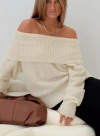 Princess Polly Parkley Boucle Off The Shoulder Sweater In Cream
