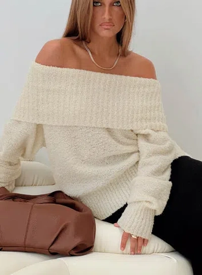 Princess Polly Parkley Boucle Off The Shoulder Sweater In Cream