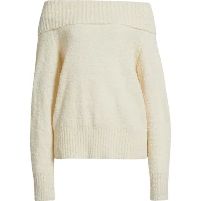 Princess Polly Parkley Bouclé Off-the-shoulder Sweater In Neutral