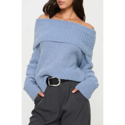 PRINCESS POLLY PRINCESS POLLY PARKLEY OFF THE SHOULDER BOUCLÉ SWEATER