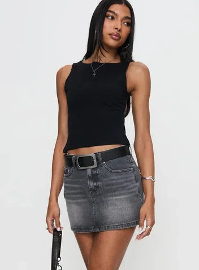 Princess Polly Paulette Denim Mini Skirt In Grey Wash