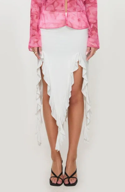 Princess Polly Peachey Asymmetric Ruffle Skirt In White