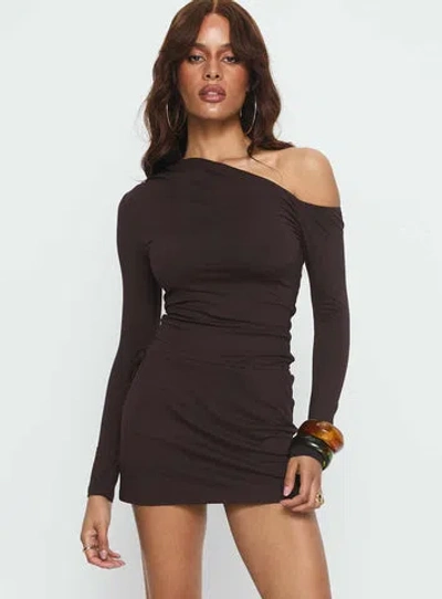 Princess Polly Perceptive One Shoulder Playsuit In Brown