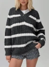 Princess Polly Percivill Knit Sweater In Grey / Cream