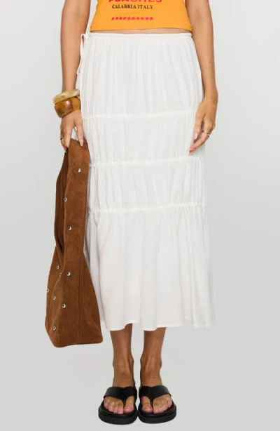 Princess Polly Perky Tie Detail Tiered Maxi Skirt In White