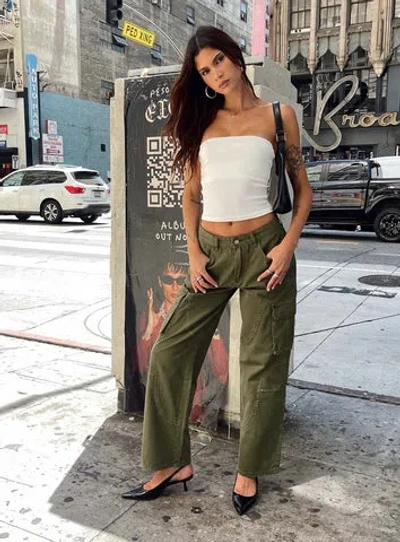 Princess Polly Petite Ahstin Cargo Jeans In Green