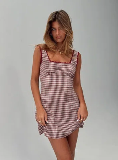 Princess Polly Petite Dasha Mini Dress In Red Check