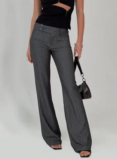 Princess Polly Petite Kinkirk Flared Pants In Grey Pinstripe