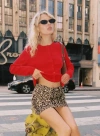 Princess Polly Petite Nickei Denim Mini Skirt In Leopard