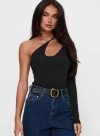 Shop Princess Polly Play Pretend One Sleeve Bodysuit In Black