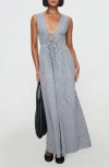 Princess Polly Pokey Stripe Sleeveless Cotton Maxi Dress In Black/white Stripe