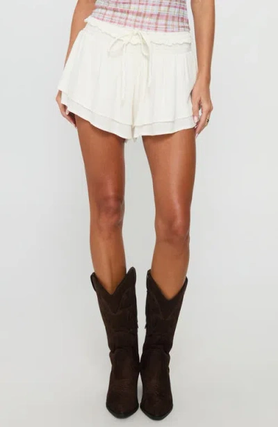 Princess Polly Poppylane Frill Tiered Drawstring Shorts In White