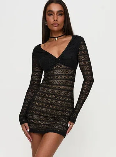 Princess Polly Porchia Long Sleeve Mini Dress In Black
