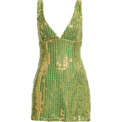 Princess Polly Porscha Sequin Knit Minidress In Green