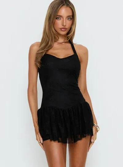 Princess Polly Predictable Halter Lace Playsuit In Black
