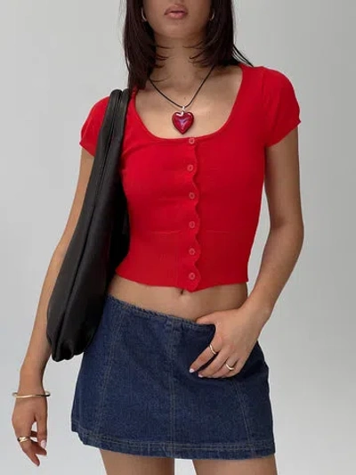 Princess Polly Pretty Sweet Button Up Top In Red