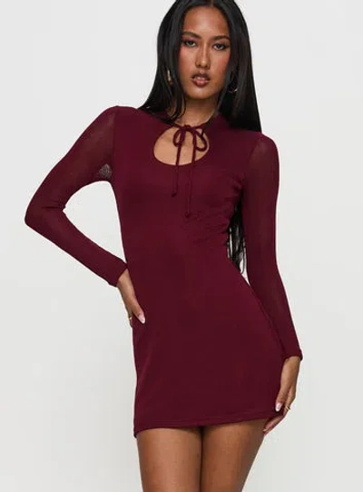 Princess Polly Primavera Long Sleeve Mini Dress In Wine