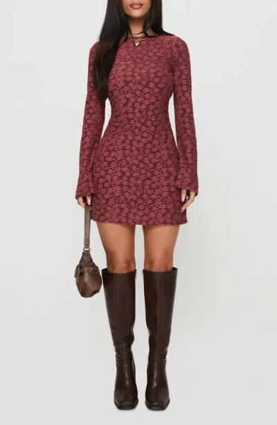 Princess Polly Primrosa Long Sleeve Mini Dress In Burgundy