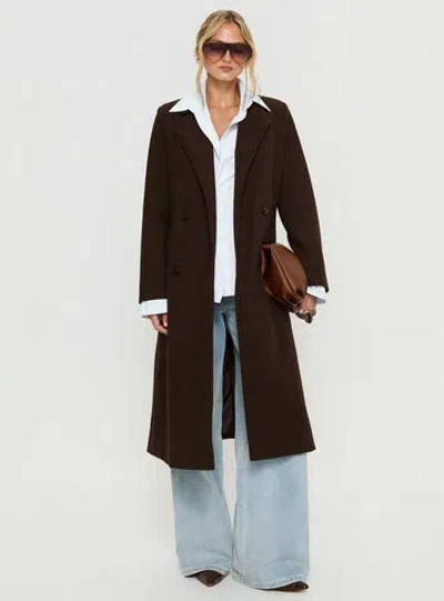 Princess Polly Prolific Longline Coat In Brown
