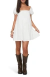PRINCESS POLLY PRINCESS POLLY PUFF SLEEVE LINEN BLEND MINIDRESS