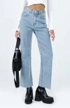 Princess Polly Pyrene Raw Hem Straight Leg Jeans In Blue
