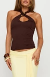 Princess Polly Evandar Hardware Detail Halter Top In Brown