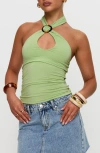 Princess Polly Quell Ruched Halter Top In Green