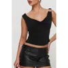 Princess Polly Slinky Gold Clasp Cowl Neck Top In Black