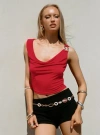 Princess Polly Quincey Cowl Neck Top In Red