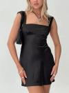 Princess Polly Radioactive Bias Cut Satin Minidress In Black