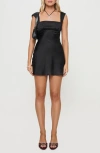 Princess Polly Radioactive Bias Cut Satin Minidress In Black