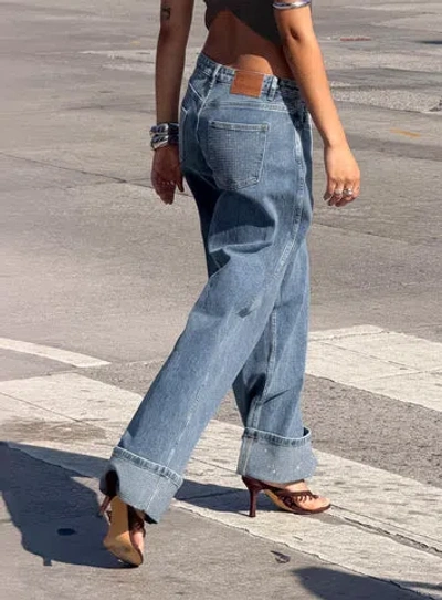 Princess Polly Ramos Diamante Low Rise Wide Leg Jeans In Pattern