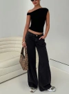 Princess Polly Ramos Low Rise Denim Jeans In Washed Black