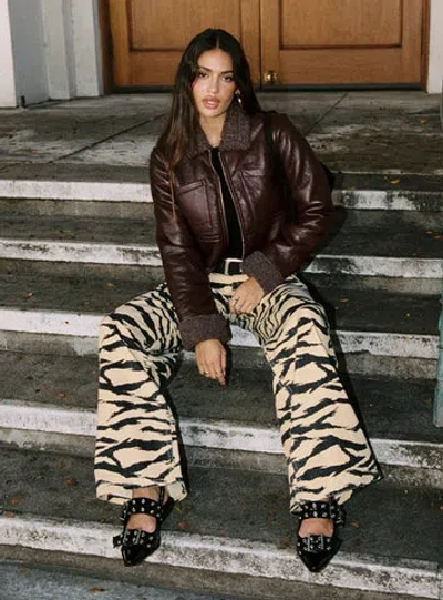 Princess Polly Ramos Low Rise Jeans In Tiger