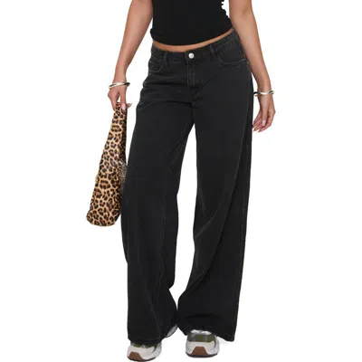 Princess Polly Ramos Low Rise Wide Leg Jeans In Black