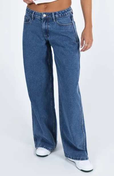 Princess Polly Ramos Low Rise Wide Leg Jeans In Blue
