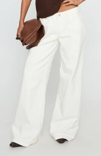Princess Polly Ramos Low Rise Wide Leg Jeans In White